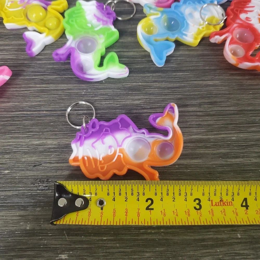 Mini Bubble Pop Mermaid Fidget‎ Keychains (16) Party Favors Prize Box Rewards